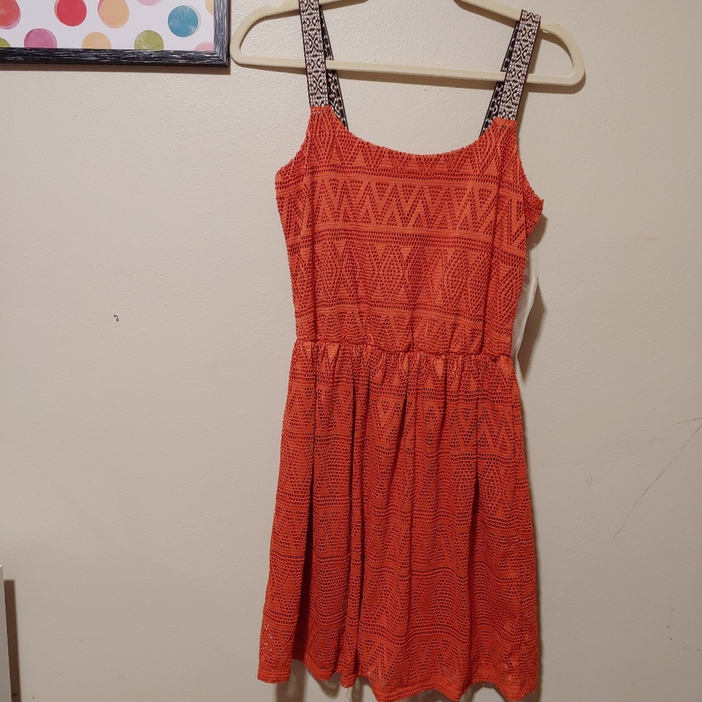 Trixxi burnt orange Aztec vacation sundress layer EUC